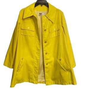 Vintage 70s Trench Coat Montgomery Ward Yellow Swing Short mid length size M